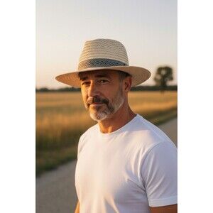 Scala Men's Raffia Gambler Hat Large Natural